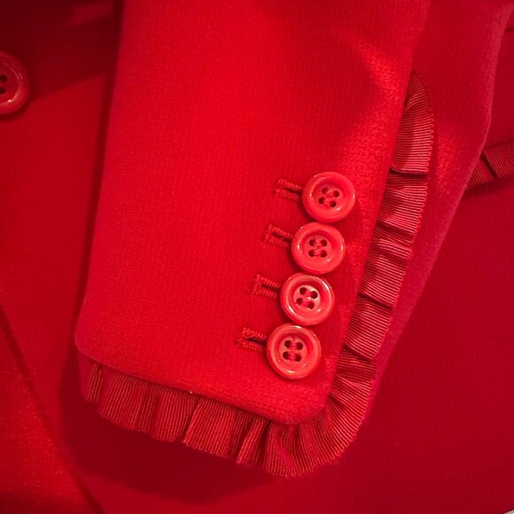Ann Taylor Dressy Red Blazer Size 4 Hip Length Pleated cuff and pocket detail - Picture 3 of 8